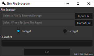 Tiny File Encryption screenshot: minimal UI for encrypting files